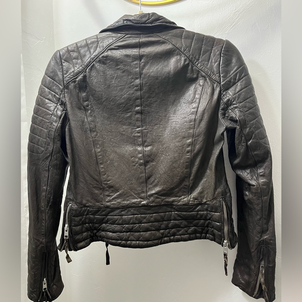 All Saints Slate Biker Spitalfields Jacks Place Leather Jacket - Picture 6 of 14